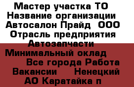 Мастер участка ТО › Название организации ­ Автосалон Прайд, ООО › Отрасль предприятия ­ Автозапчасти › Минимальный оклад ­ 20 000 - Все города Работа » Вакансии   . Ненецкий АО,Каратайка п.